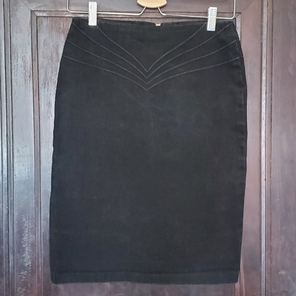 VTG Jodi Arnold Mint black denim pencil skirt, 100% cotton, Made in USA